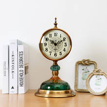 Relógio de mesa de metal de luxo decorativo relógio silencioso sobre a mesa retro relógio de mesa do vintage clássico estilo americano casa 2024 - compre barato