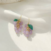 small fresh grape string earrings female new fashion earrings drop personality temperament fruit earrings 2024 - buy cheap