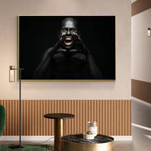 Preto e glod nu africano gritar mulher pintura a óleo sobre tela cartazes e impressões escandinavo arte da parede imagem para sala de estar 2024 - compre barato