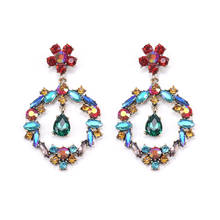 2020 ZA Luxury Glass Crystal Big Earrings Women Geometric Round Statement Drop Earrings Jewelry Long Water Drop Pendants Earring 2024 - buy cheap