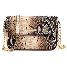 Serpentina padrão pequeno crossbody saco para as mulheres cobra impressão couro do plutônio bolsa de ombro corrente feminina mensageiro saco das senhoras sacos de mão 2024 - compre barato