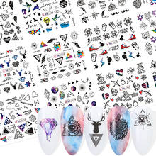 12 видов конструкций наклейки для дизайна ногтей, ювелирные украшения, цветок, геометрия, наклейки с буквами слайдер для маникюра, советы для дизайна ногтей, SABN1129-1140-1 2024 - купить недорого