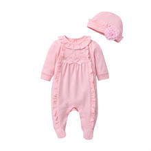 Одежда для новорожденных девочек, комбинезоны с кружевными цветами и шапочки, комплекты одежды принцессы для девочек, весенний детский комбинезон, A1, 2019 2024 - купить недорого