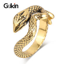 Gukin Vintage moda anillos de serpiente para mujeres antiguo oro Color metales pesados Punk Rock anillo Animal joyería al por mayor 2024 - compra barato