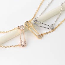 Lucky Hollow Zircon Pin Shape Pendant Chain Necklace Love Woman Mother Girl Gift Wedding blessing Jewelry 2024 - buy cheap