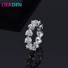 Oekdfn anel de prata esterlina s925, criado anel aaa, de casamento, noivado, para mulheres, anéis de luxo, joia de aniversário, presente 2024 - compre barato