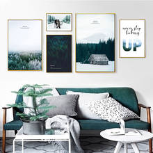 Nordic Winter Snow Milu Deer Forest Up Quote Landscape Canvas Print Painting Poster Art Wall Pictures For Living Room Home Decor 2024 - buy cheap