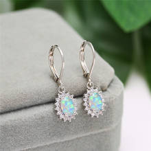 Boho Female White Opal Drop Earrings Charm Silver Color Dangle Earrings For Women Trendy Bridal Oval Wedding Earring 2024 - buy cheap