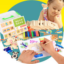 Crianças conjunto de pintura de madeira quebra-cabeças colorir brinquedos de desenho do bebê educacional colorir notebook brinquedos de madeira suprimentos do jardim de infância presente do bebê 2024 - compre barato
