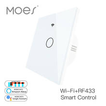 WiFi Smart Glass Panel Switch Tuya App Remote Control  Work With Alexa Echo Google Home RF433 EU Type White Touch 1Gang 2024 - buy cheap