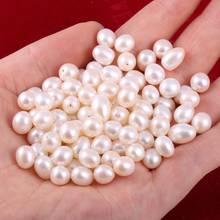 Cuentas de perlas naturales de agua dulce, cuentas sueltas de 7-8mm con medio agujero en forma de arroz para collar DIY, accesorios de joyería, 10 piezas 2024 - compra barato