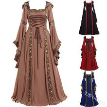 Vestido Medieval con capucha para mujer, Vestido largo de Reina renacentista, ropa de Fantasía Retro para Halloween, 5XL, novedad 2024 - compra barato