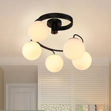 Lámpara de techo LED para sala de estar, luz de bola de cristal moderna para cocina, dormitorio, iluminación del hogar, Lustre negro y blanco 2024 - compra barato