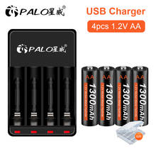Аккумуляторная батарея PALO AA, 1,2 в, никель-металлогидридная аккумуляторная батарея AA светодиодный светодиодное зарядное устройство, аккумуляторы 1300 мА/ч для будильника, технические, электрические игрушки 2024 - купить недорого