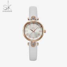 Relógios luxuosos para mulheres, shengke, quartzo, couro, pulseira, mostrador de cristal, decoração, à prova d'água, feminino 2024 - compre barato