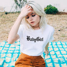Camiseta feminina babygirl, camiseta feminina de manga curta engraçada, de algodão, com gola redonda 2024 - compre barato