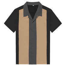 Мужская рубашка в Вертикальную Полоску Charlie Harper, 50s, хлопковая рубашка на пуговицах, винтажное платье с коротким рукавом 2024 - купить недорого