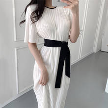 Heydress 2020 New Summer Fashion Women Vintage Loose High Waist Slim Was Thin Elegant Folds High Waist Maxi Dress Vestidos 2024 - buy cheap