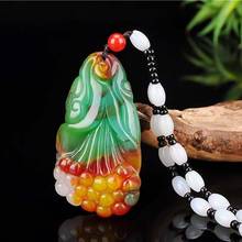 Natural Chinese Hetian Colour Jade Magnolia Flower Pendant Necklace Hand-Carved Charm Jewelry Fashion Amulet Gifts for Men Women 2024 - buy cheap