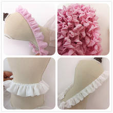 3Meters/lot 3.5 cm wide white pink wooden ear ruffled lace cute skirt double soft chiffon lace accessories AC794 2024 - buy cheap