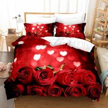 Luxury Red Rose Flower Bedding Set Pillowcases Comforter Bedding Sets Bed Linen King Queen Size Soft Comforter Duvet Covers 2024 - buy cheap