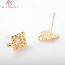 10PCS Square 7.5MM 24K Gold Color Brass Embossed Square Stud Earrings High Quality Diy Accessories Jewelry Findings 2024 - buy cheap