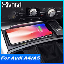 Hivotd автомобильное беспроводное зарядное устройство QI 15 Вт, быстрая зарядка, держатель для телефона, подкладка, аксессуары для интерьера, запчасти для Audi A4 B8 A5 2008-2016 2024 - купить недорого