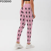FCCEXIO-mallas elásticas con estampado geométrico 3D para mujer, Leggings ajustados de cintura alta, color rosa, gran oferta 2024 - compra barato