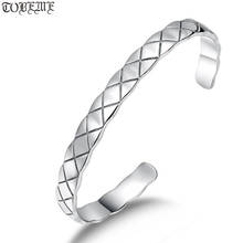 100% 925 Silver Women Bangle Vintage 925 Sterling Cuff Bracelet Simple Style Girls Bangle 2024 - buy cheap