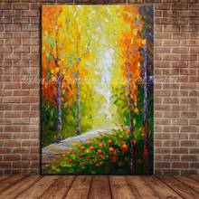 Arthyx Hand Painted Knife Tree Landscape Oil Painting On Canvas Modern Abstract Art Wall Picture For Living Room Home Decoration 2024 - buy cheap