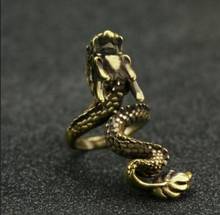Copper Statue Collectable Chinese Pure Brass Carved Dragon Ring Exquisite Small Pendant Statues 2024 - buy cheap