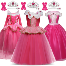 Fancy Rose Girl Dress Elegant Princess Costume Cosplay Party Kids Dress Halloween Birthday Children Dress Up 2024 - купить недорого