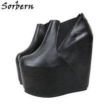 Sorbern Black Platform Wedges Boots Women Ankle High Ladies Booties Platform Shoes Womens Heels Runway Shoes For Women 2020 2024 - buy cheap