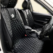 Leather Car Seat Cover Crystal Crown Rivets Auto Seat Cushion Interior Accessories Universal Size Front Seats Covers Car Styling 2024 - buy cheap