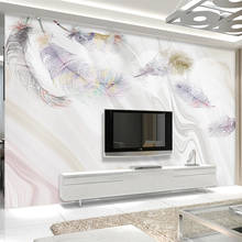 Papel de parede 3d com penas, moderno, decoração de parede para sala de estar, quarto, estilo nórdico, à prova d'água 2024 - compre barato