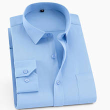 Camisa de manga larga con solapa para hombre, camisa de negocios, informal, de oficina, profesional, Color azul, 6XL, 7XL, 8XL, 9XL, 10XL, 11XL, 12XL, 13XL, 14XL, 8 colores 2024 - compra barato