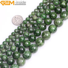 Gem-dentro aa grau 7-14mm natural pedra redonda verde semi precioso diopside grânulos para fazer jóias 15 polegada diy presente 2024 - compre barato