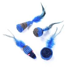 Cat Toys Fake Mouse Dark Blue Series Feather Toys Interactive Cat Plush Toys Kitten Anti-depression Molar Feather Pet Products 2024 - buy cheap