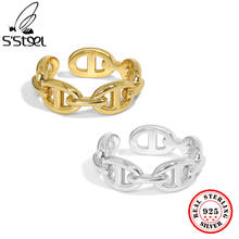 S'STEEL-anillos de diseño para mujer, de Plata de Ley 925, cadena de Nariz de cerdo, oro minimalista, ajustable, tendencia 2021, joyería fina 2024 - compra barato