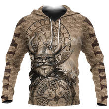 X-Safala Viking Tattoo Warrior Wolf 3D All Printed Hoodie Man Women Harajuku Outwear Zipper Pullover Sweatshirt Casual Jacket 2024 - buy cheap