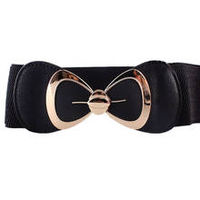 &40 Women Belt Fashion Bowknot Buckle Waistband Vintage Wide Waist Belts for Women Elastic Stretch Waist Belt ceinture femme 2024 - buy cheap