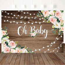 Rustic Wood Baby Shower Backdrop Oh Baby Floral Baby Shower Photo Background Brown Wood Light Flower Photography Background 2024 - buy cheap