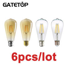 6pcs/lot! St64 Led Filament Lamp 6w 8w E27/b22 Retro Edison Lamp Gold Clear Glass Bulb 220-240v Vintage 2024 - buy cheap