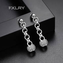 FXLRY New Design Personality White Color Cubic Zircon Long Round Circle Earrings For Women Fashion Jewelry 2024 - buy cheap