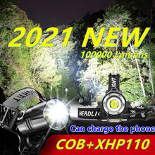 Faro delantero Led XHP110 de 100000LM, linterna de cabeza 18650, luz de pesca, recargable por USB 2024 - compra barato