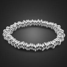 Pulsera elástica personalizada para mujer, brazalete de plata de ley 100% 925, pulsera de marca europea, joyería para mujer 2024 - compra barato