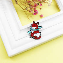 Hooray vermelho raposa esmalte pino dos desenhos animados animais broches moda personalizado emblema saco jaquetas lapela pinos 2024 - compre barato