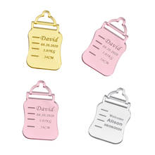 50*Personalized Engraved Mirror Tags Baby's bottle Tags  Lettering Name Tags Milk bottle New Baby Born Decor Baby Shower Favor 2024 - buy cheap