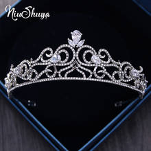 NiuShuya  NEw Crystal Rhinestones Cubic Zircon Wedding Tiara CZ Bridal Queen Princess Pageant Crown Bridesmaids Women 2024 - buy cheap