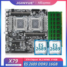Jginyue-placa mãe x79, dual cpu, conjunto lga 2011, processador xeon e5 2689*2 e X79-D4 16gb (4*4gb) reg ecc 2024 - compre barato